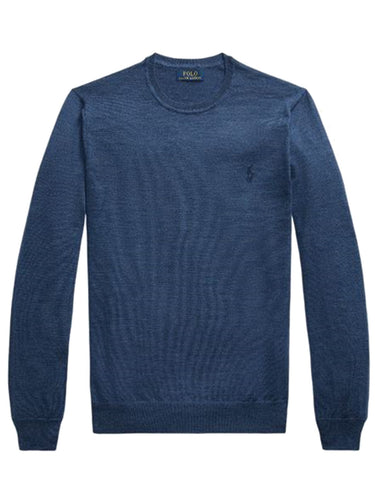 Maglioni Uomo Ralph Lauren - Maglia Girocollo In Lana Lavabile Slim-Fit - Blu