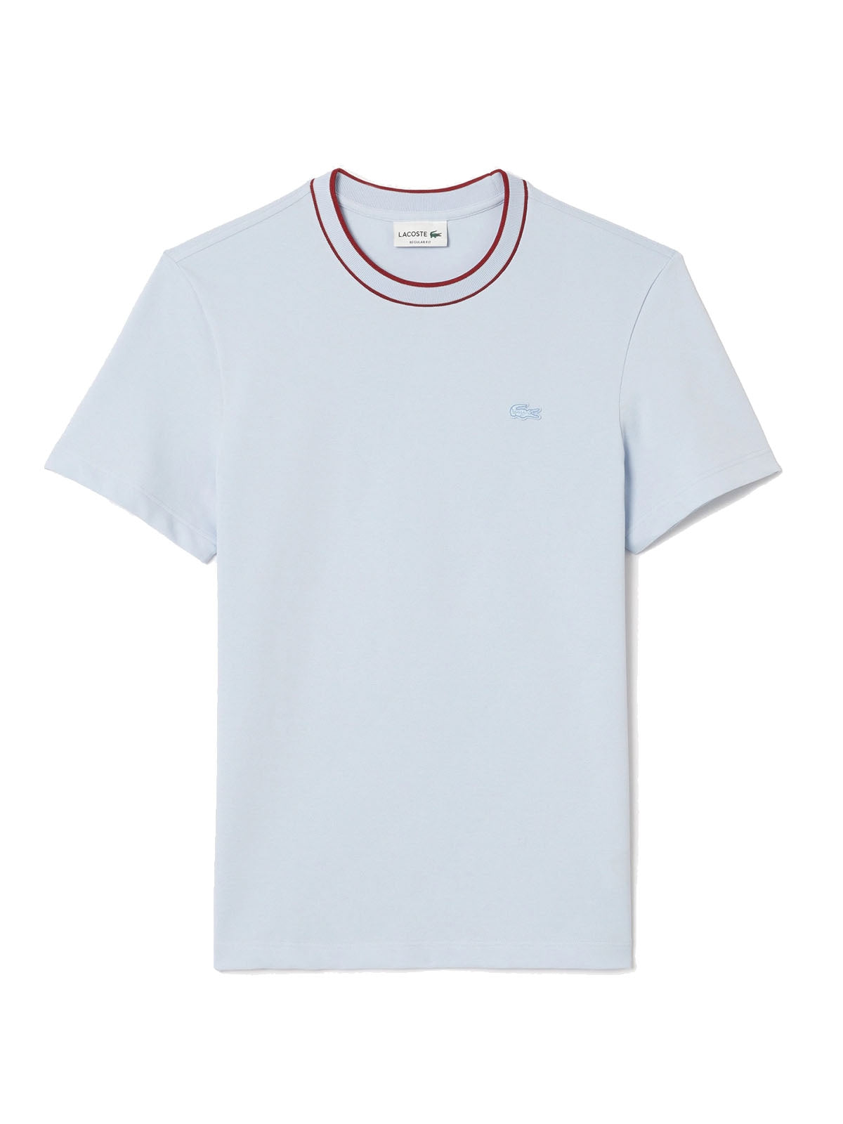 T-shirt Uomo Lacoste - T-Shirt In Piqué Elasticizzato E Colletto A Righe - Celeste