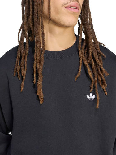 Felpe senza cappuccio Uomo Adidas - Felpa Girocollo Trefoil Essential Loose - Nero