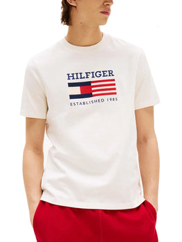 T-shirt Uomo Tommy Hilfiger - T-Shirt Americana Monotype Flag Box - Avorio