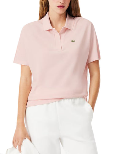 Polo Donna Lacoste - Polo Fluida Relaxed Fit In Pique' - Rosa