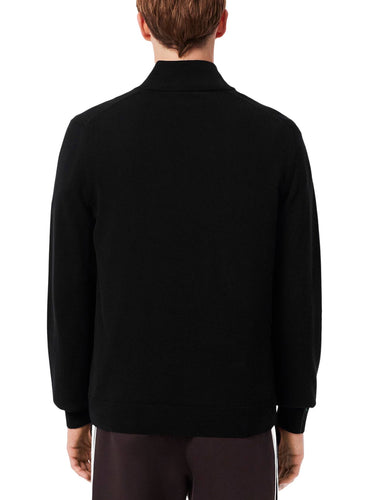 Maglioni Uomo Lacoste - Pullover Da Uomo In Cotone Organico Con Cerniera - Nero