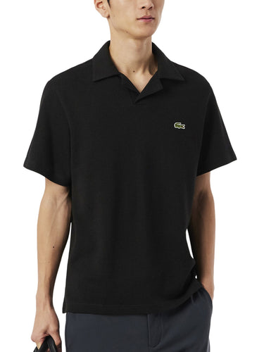 Polo Uomo Lacoste - Polo Classic Fit In Cotone-Lino - Nero