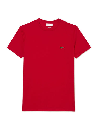 T-shirt Uomo Lacoste - T-Shirt A Girocollo In Jersey Di Cotone Pima - Rosso