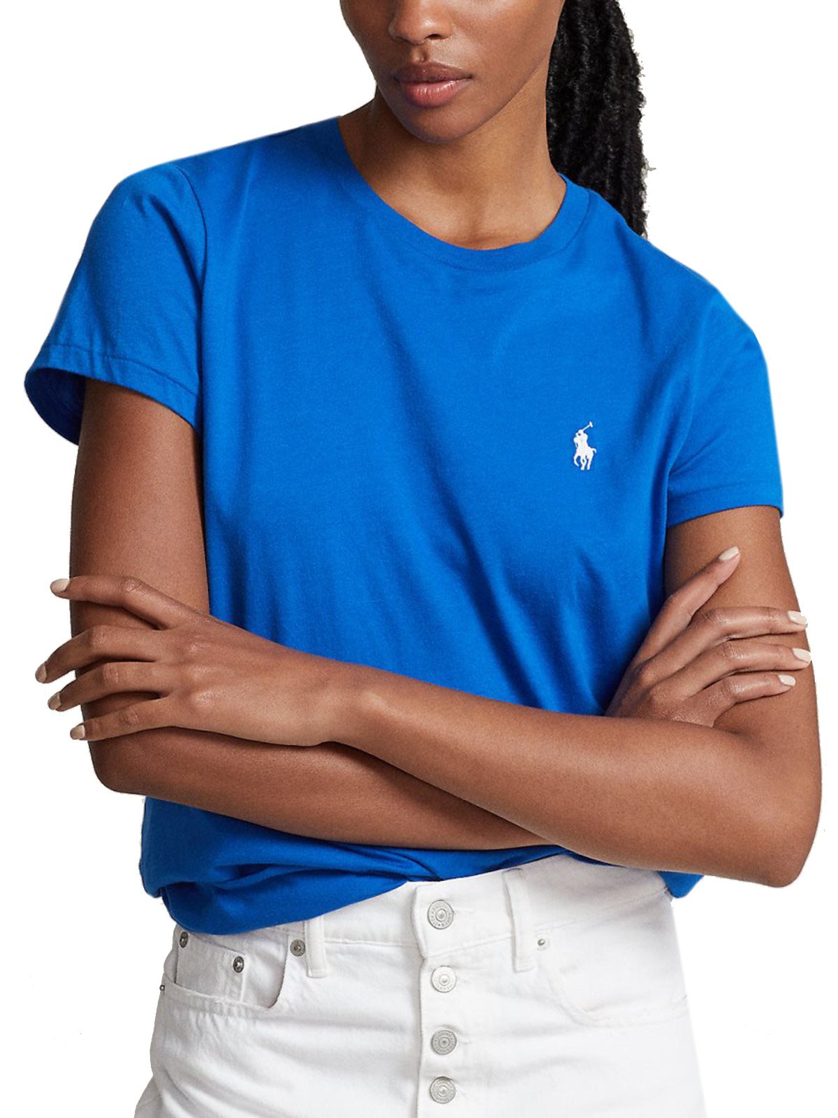 T-shirt Donna Ralph Lauren - Maglietta Girocollo In Jersey Di Cotone - Blu