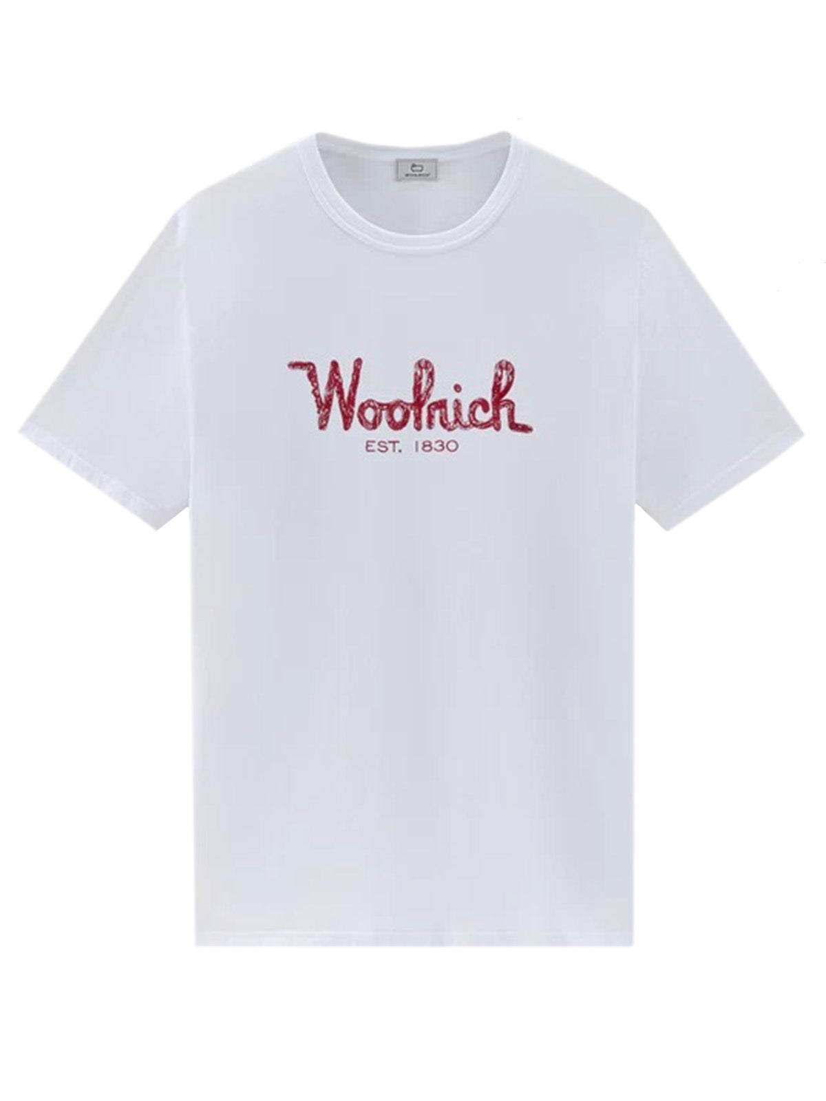 T-shirt Uomo Woolrich - T-Shirt In Puro Cotone Con Ricamo - Bianco