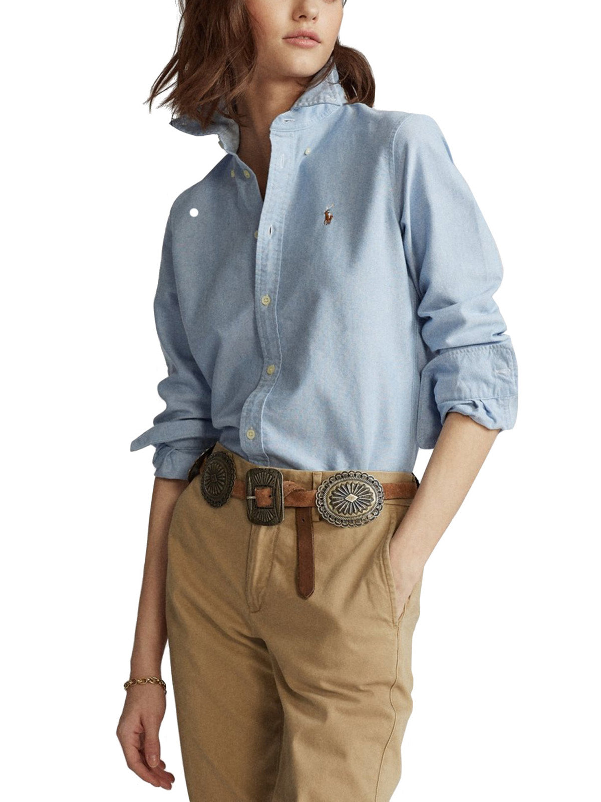 Bluse e camicie Donna Ralph Lauren - Slim Fit Kendal Cotton Washed Oxford Shirt - Celeste