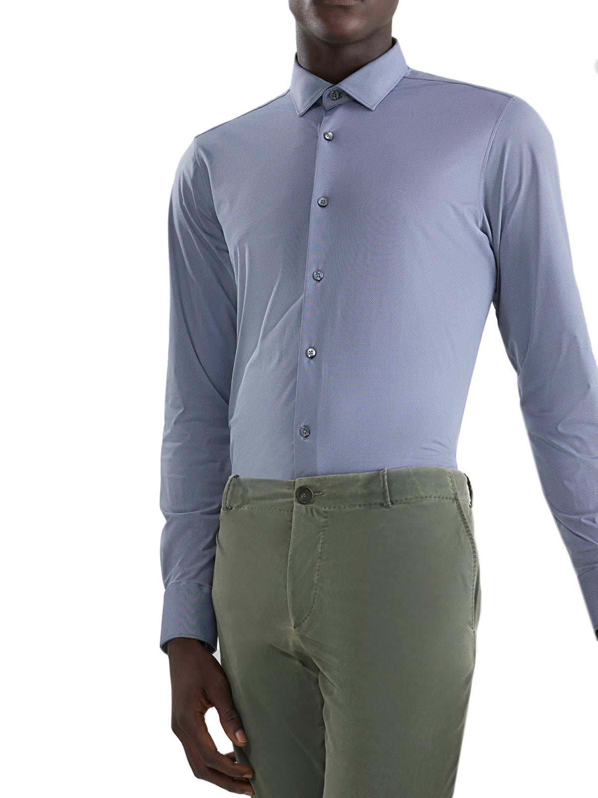Camicie casual Uomo RRD - Shirt Oxford Jacquard Open - Celeste