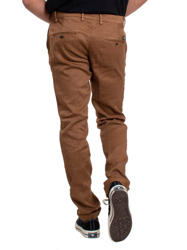 Pantaloni Uomo Mason's - Milano Style Slim Fit Linen Blend Chino Pant - Marrone
