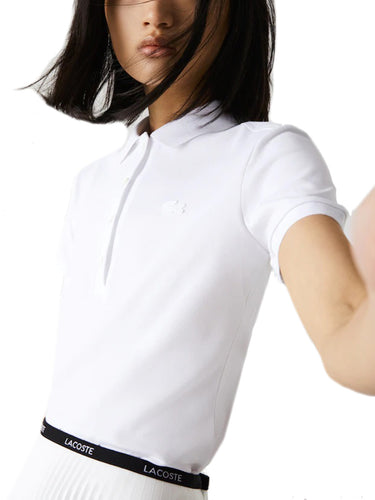Polo Donna Lacoste - Slim Fit Stretch Cotton Piqué Polo Shirt - Bianco