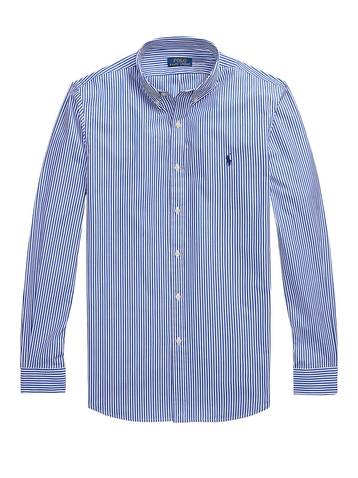 Camicie casual Uomo Ralph Lauren - Camicia In Popeline Stretch A Righe Slim-Fit - Blu