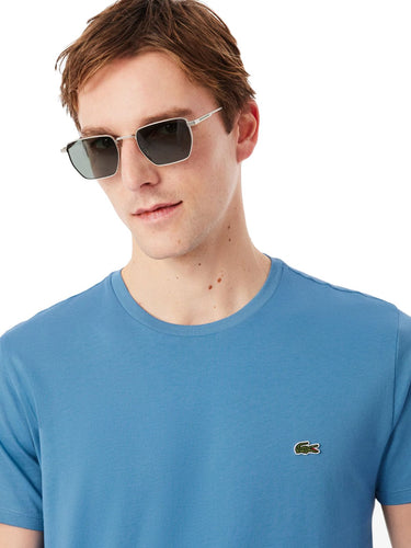 T-shirt Uomo Lacoste - T-Shirt A Girocollo In Jersey Di Cotone Pima - Celeste