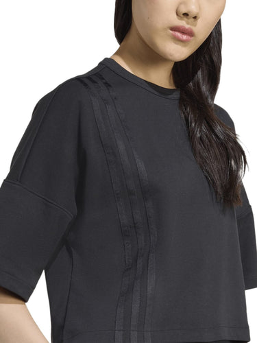 T-shirt Donna Adidas - T-Shirt Off Placed 3 Stripes - Nero