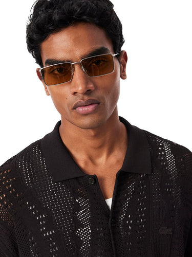 Maglie Uomo Lacoste - Camicia In Maglia Con Coccodrillo - Nero