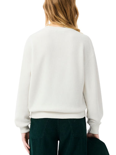 Maglioni Donna Lacoste - Maglione Girocollo In Cotone Relaxed Fit - Avorio