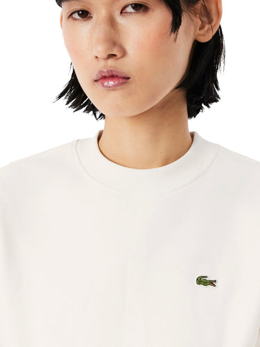 Felpe senza cappuccio Donna Lacoste - Felpa Girocollo Relaxed Fit - Avorio