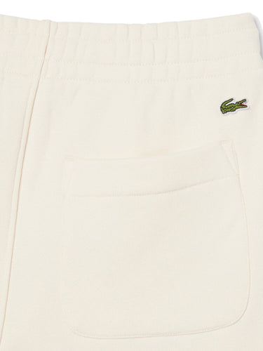 Pantaloni Donna Lacoste - Pantaloni In Tessuto Felpato Con Logo Groffato - Avorio