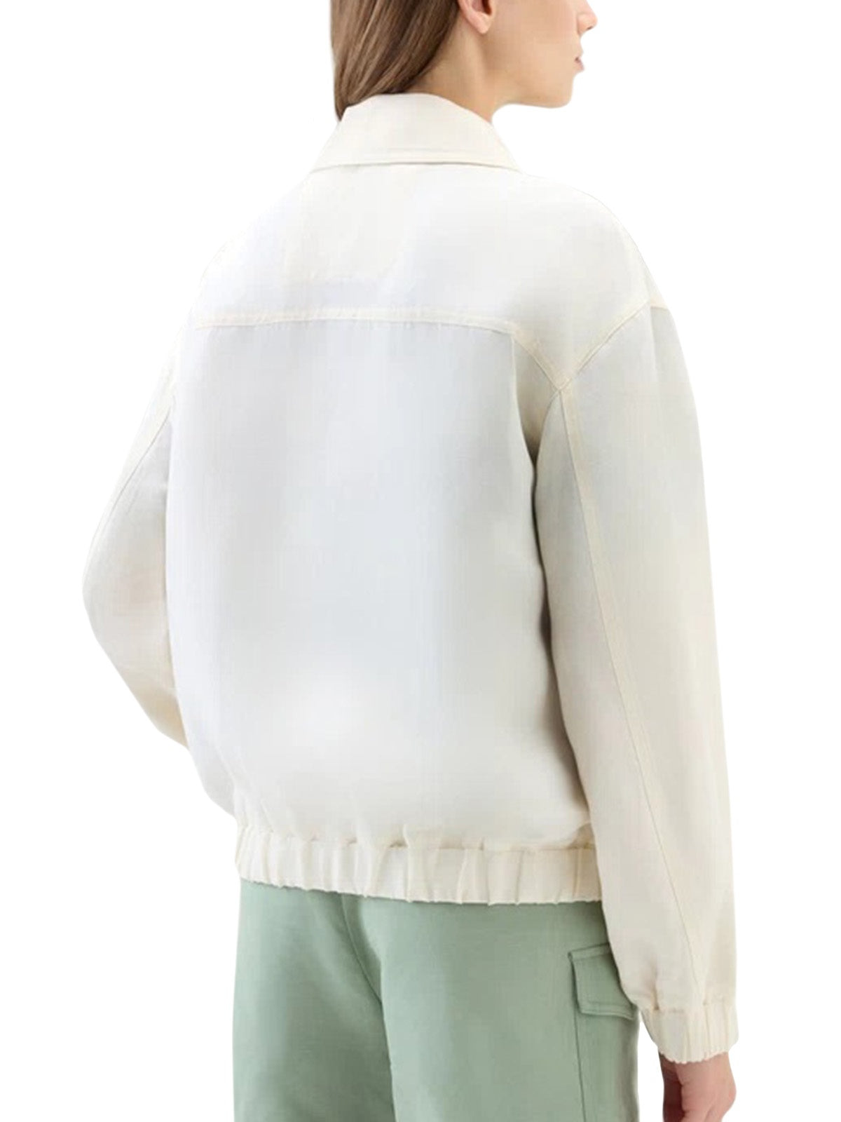 Giacche Donna Woolrich - Bomber In Misto Lino - Bianco
