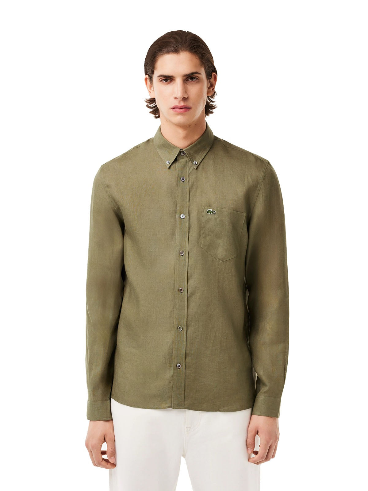 Camicie casual Uomo Lacoste - Camicia Da Uomo Di Lino Lacoste Regular Fit - Verde