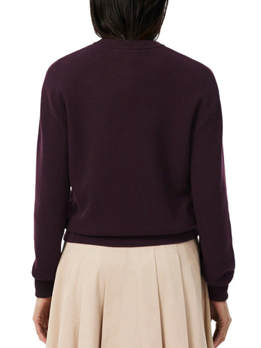 Maglioni Donna Lacoste - Maglione Girocollo In Cotone Relaxed Fit - Marrone