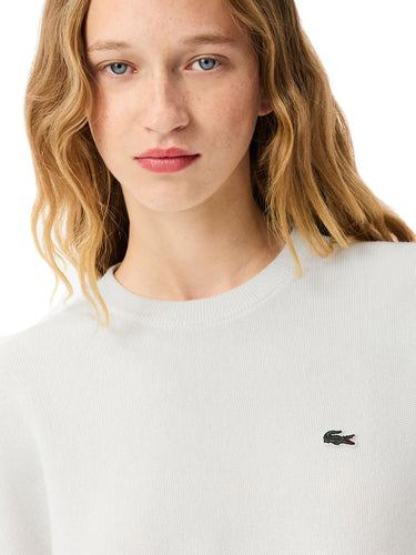 Maglioni Donna Lacoste - Maglione Girocollo In Cotone Relaxed Fit - Avorio