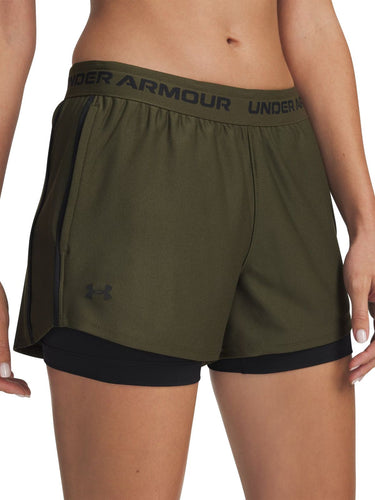 Pantaloncini Donna Under Armour - Shorts Ua Tech Play Up 2In1 - Verde
