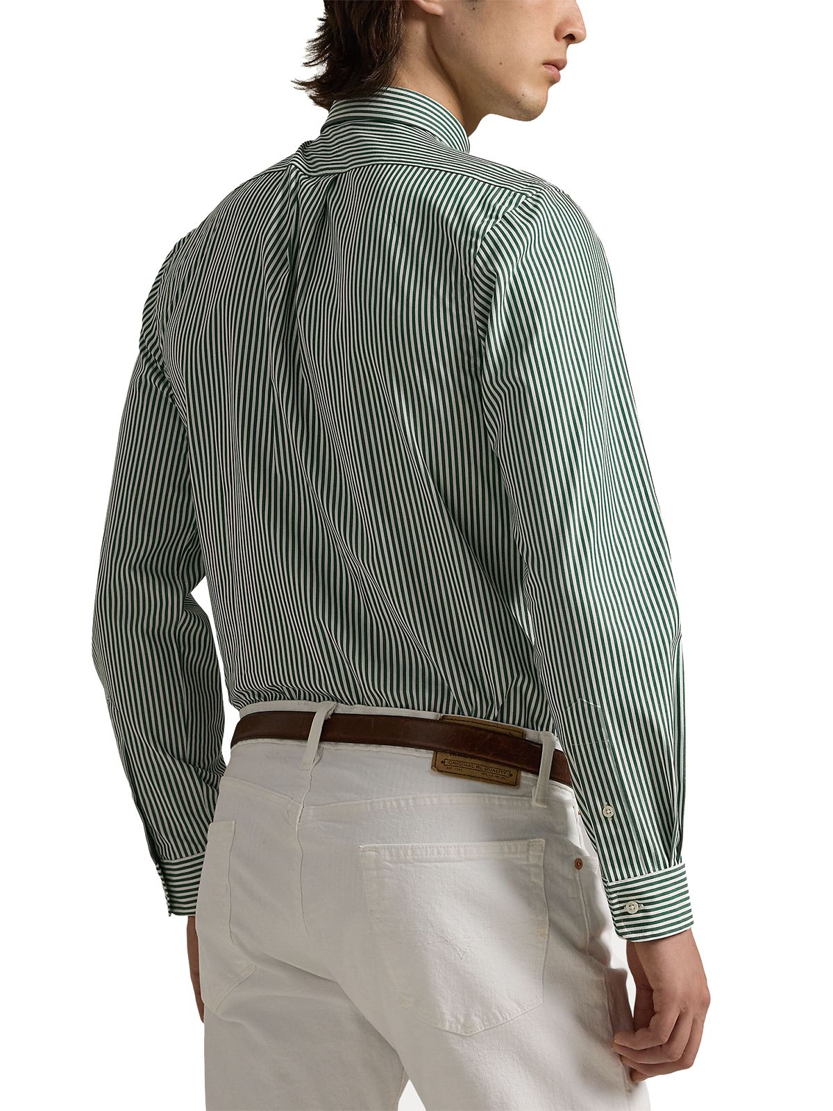 Camicie casual Uomo Ralph Lauren - Camicia In Popeline Stretch A Righe Slim-Fit - Verde