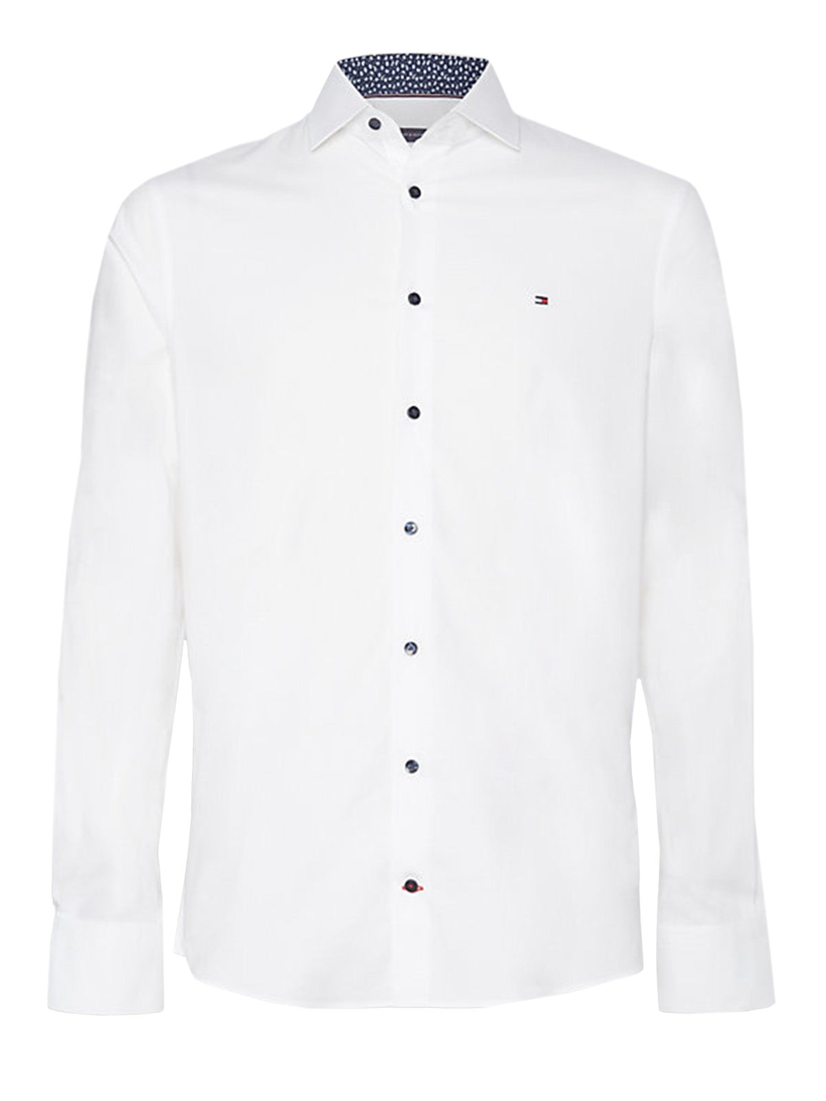 Camicie casual Uomo Tommy Hilfiger - Camicia Slim Fit In Popeline Con Bandierina - Bianco