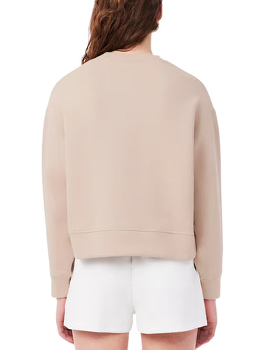 Felpe senza cappuccio Donna Lacoste - Felpa Oversize Double Face In Jersey - Beige