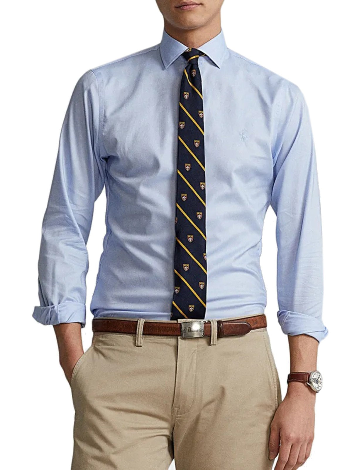 Camicie casual Uomo Ralph Lauren - Slim Fit Poplin Natural Stretch Shirt - Celeste
