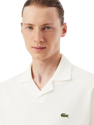 Polo Uomo Lacoste - Polo Classic Fit In Cotone-Lino - Bianco
