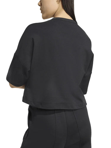 T-shirt Donna Adidas - T-Shirt Off Placed 3 Stripes - Nero