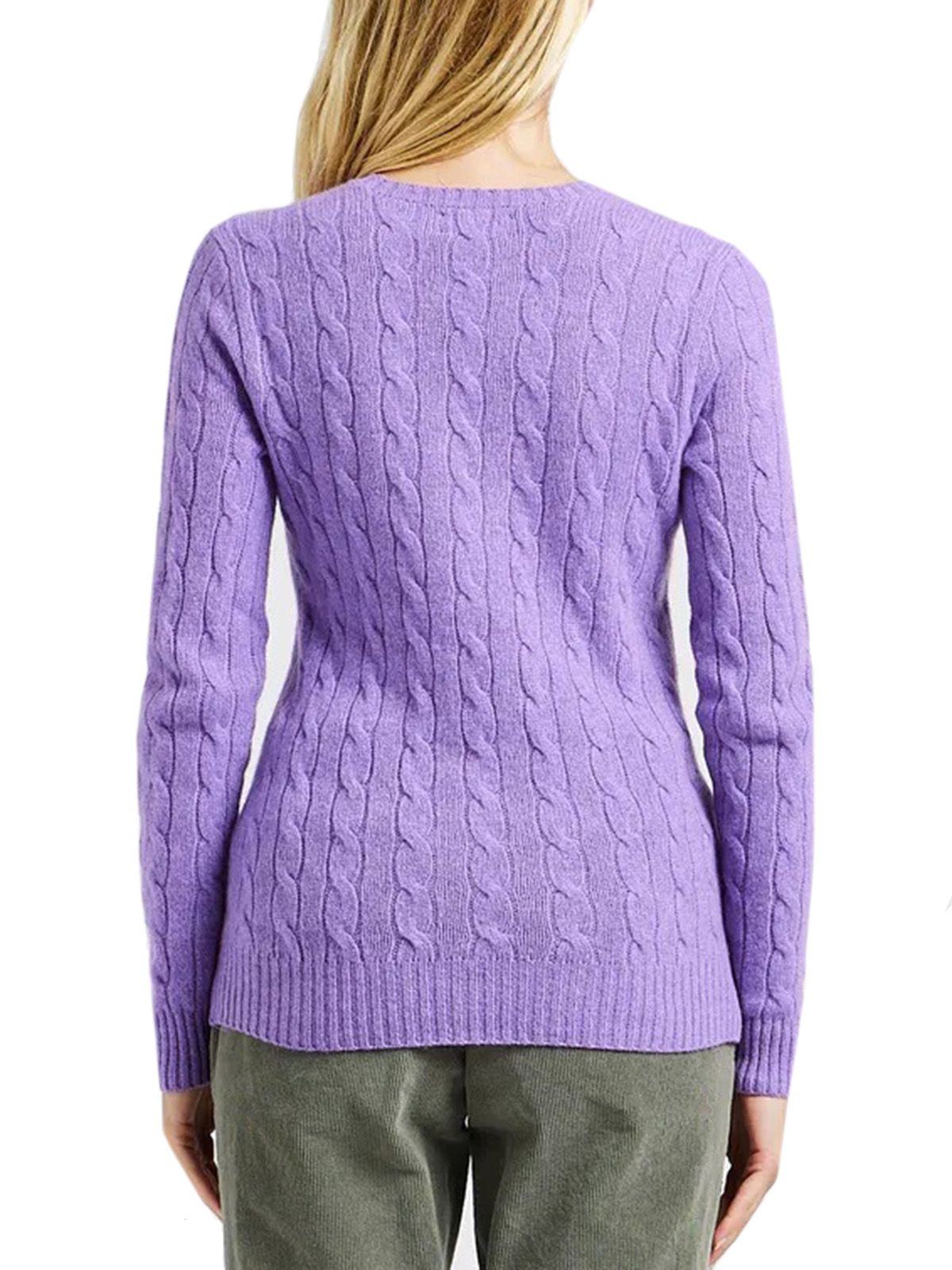 Maglioni Donna Ralph Lauren - Julianna Cable-Knit Crewneck Wool Cashmere Sweater - Viola
