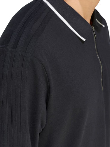 Polo Uomo Adidas - 3 Stripes Engineered Rib Long Sleeve Polo - Nero