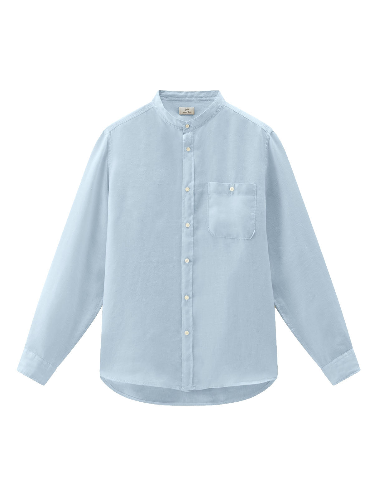 Camicie casual Uomo Woolrich - Camicia In Puro Lino Con Colletto Alla Coreana - Blu