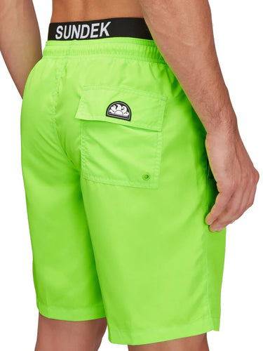 Pantaloncini e calzoncini Uomo Sundek - Costume Da Bagno Vita Elasticata Con Elastico Logo - Verde