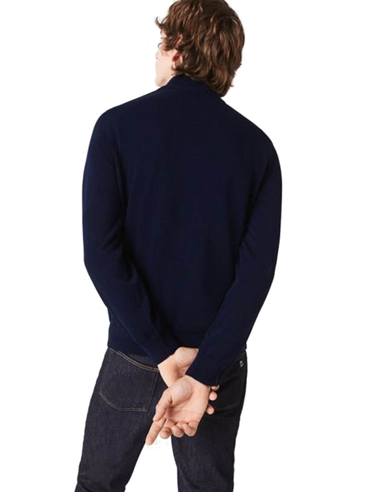 Maglioni Uomo Lacoste - Pullover Da Uomo In Cotone Organico Con Cerniera - Blu