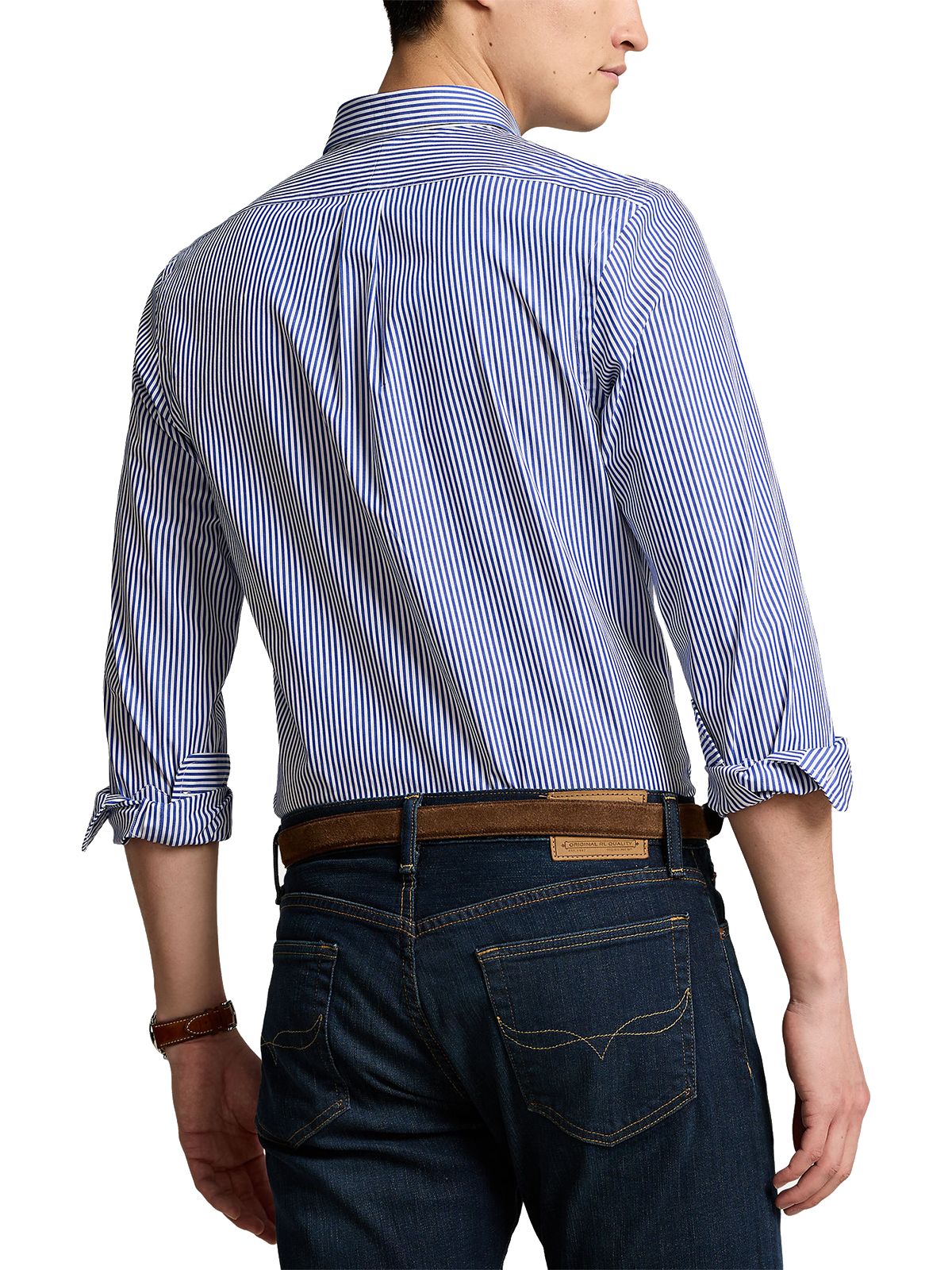 Camicie casual Uomo Ralph Lauren - Camicia In Popeline Stretch A Righe Slim-Fit - Blu