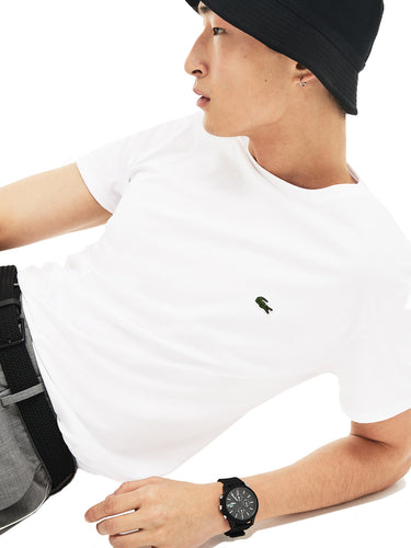 T-shirt Uomo Lacoste - T-Shirt A Girocollo In Jersey Di Cotone Pima - Bianco