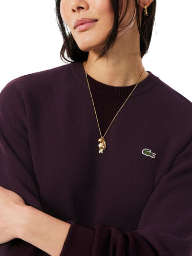 Maglioni Donna Lacoste - Maglione Girocollo In Cotone Relaxed Fit - Marrone