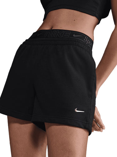 Pantaloncini Donna Nike - Shorts A Vita Media Chill Terry - Nero