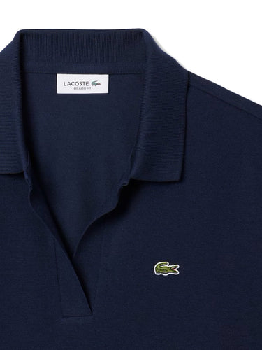 Polo Donna Lacoste - Polo Fluida Relaxed Fit In Pique' - Blu