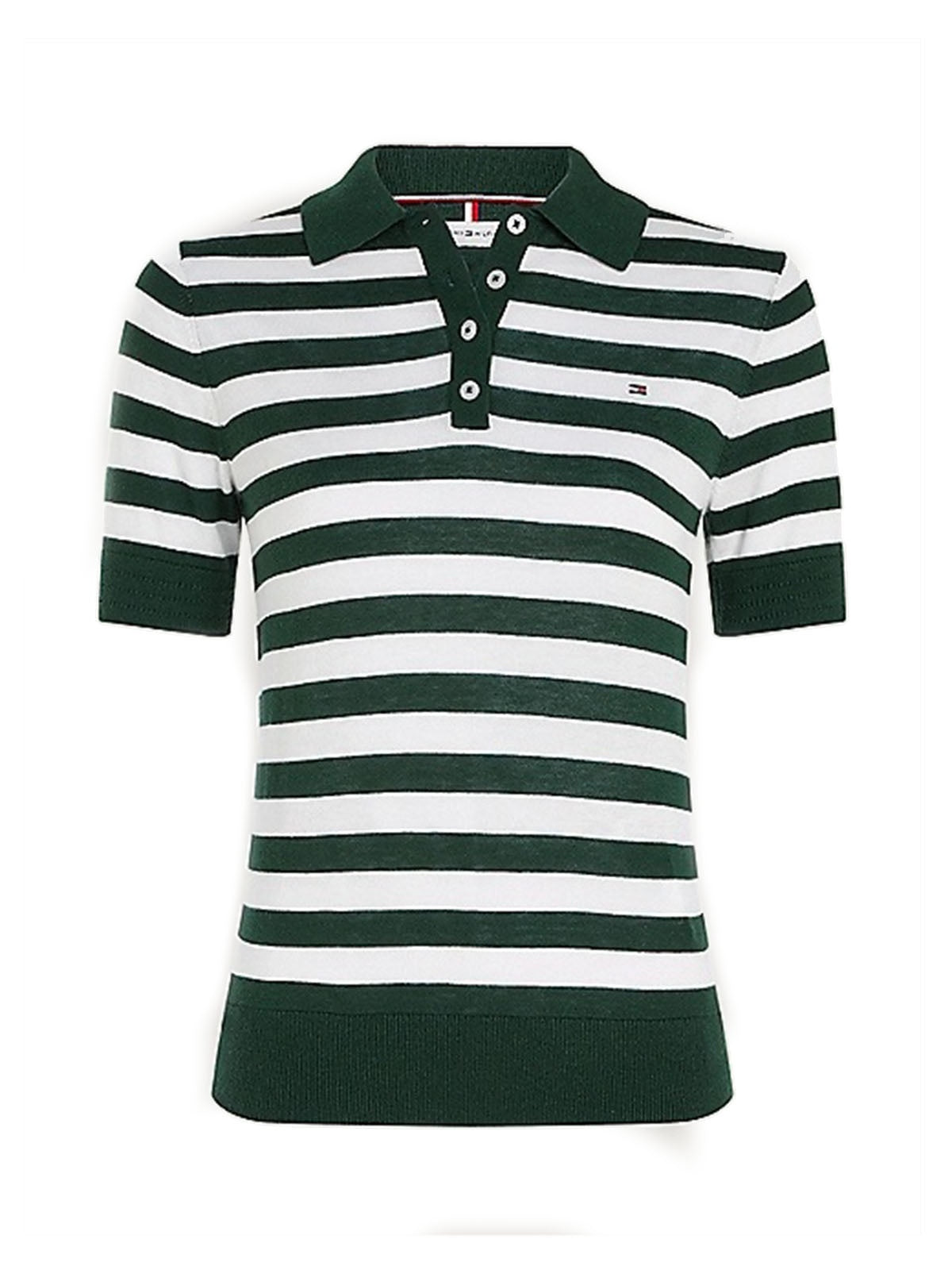 Polo Donna Tommy Hilfiger - Polo Regular Fit In Maglia A Righe - Verde