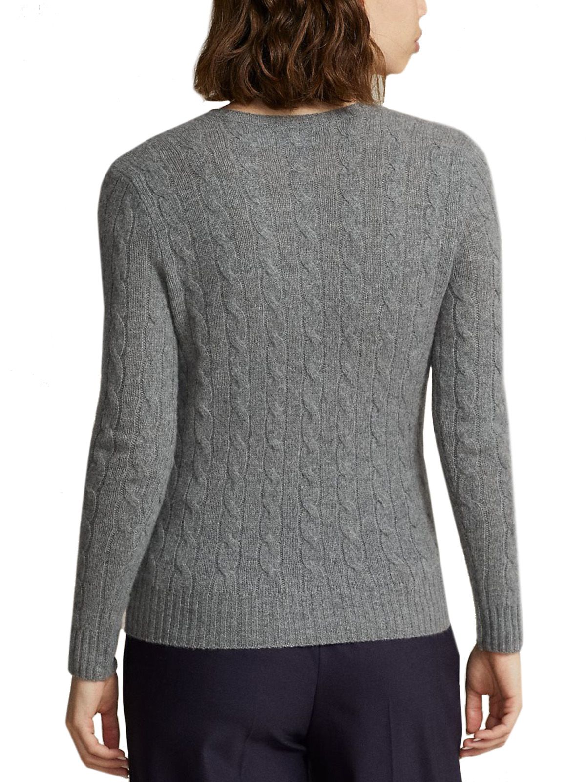 Maglioni Donna Ralph Lauren - Julianna Cable-Knit V-Neck Wool Cashmere Sweater - Grigio