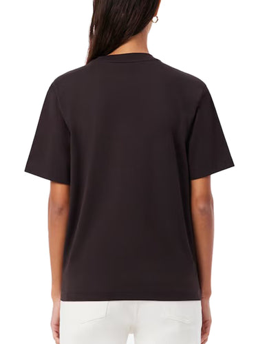 T-shirt Donna Lacoste - T-Shirt Relaxed Fit In Jersey Di Cotone Pima - Marrone