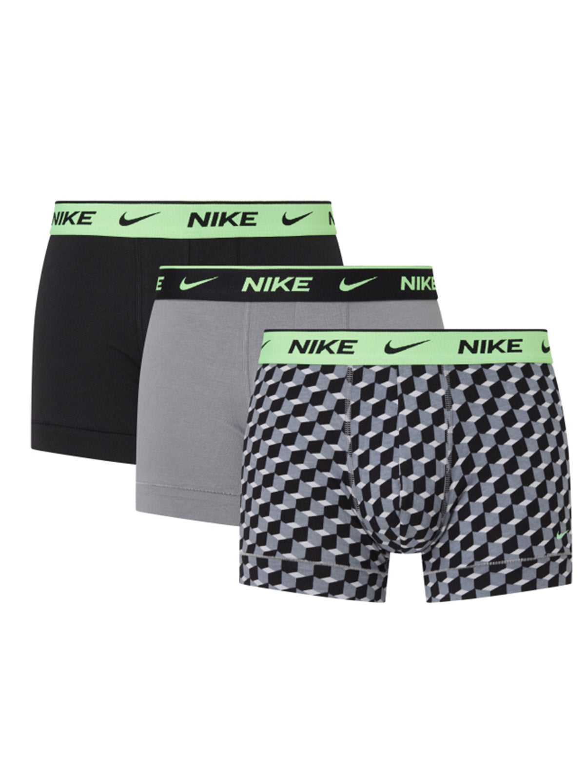 Boxer aderenti Unisex Nike - Nike Everyday Cotton Stretch Trunk 3Pk - Verde
