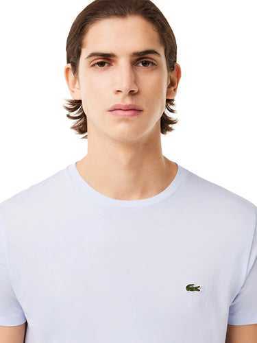 T-shirt Uomo Lacoste - T-Shirt A Girocollo In Jersey Di Cotone Pima - Celeste
