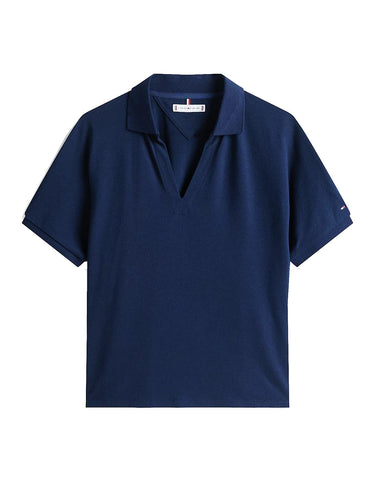 Polo Donna Tommy Hilfiger - Polo Relaxed Fit In Lyocell - Blu