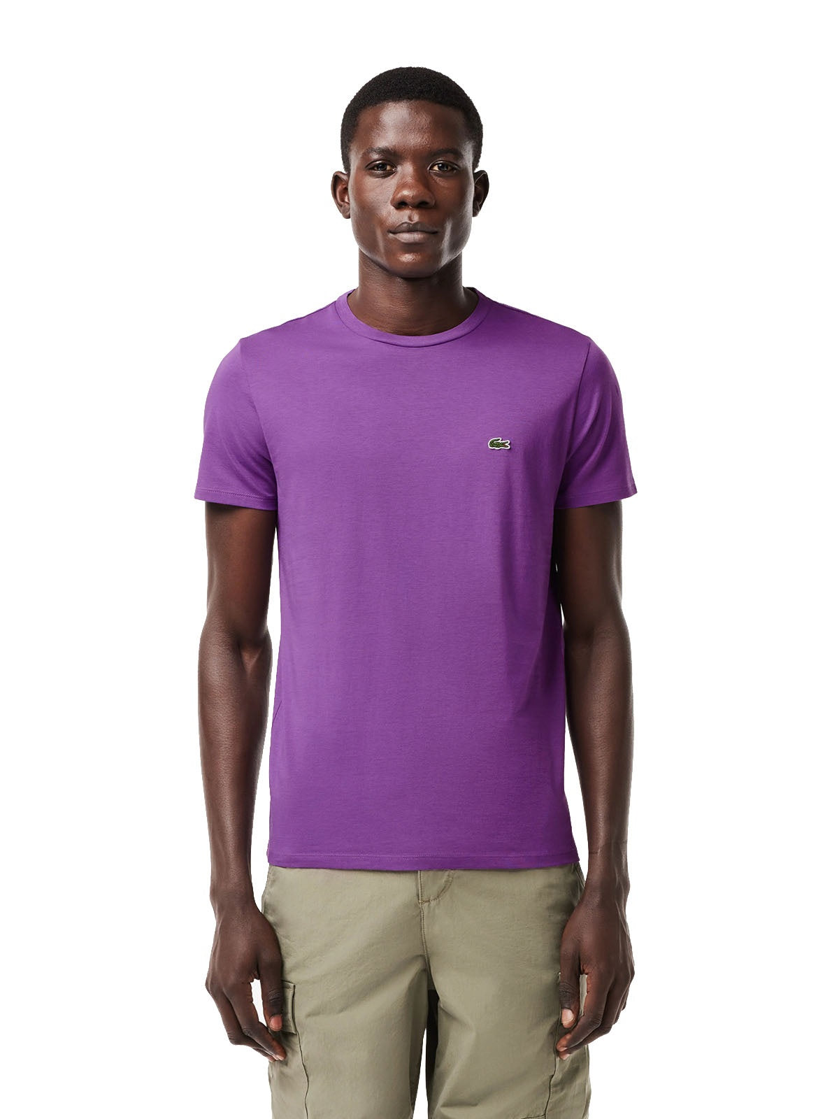 T-shirt Uomo Lacoste - T-Shirt A Girocollo In Jersey Di Cotone Pima - Viola