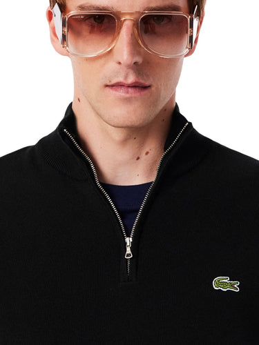 Maglioni Uomo Lacoste - Pullover Da Uomo In Cotone Organico Con Cerniera - Nero